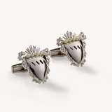 Bahrain Royal Emblem Cufflinks - White Gold