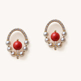 Coral and Pearls Earrings