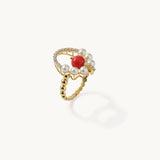 Coral and Pearls Ring