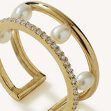 خاتم قطرات اللؤلؤ - من الذهب الأصفر