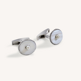 Mother of Pearl Oval Cufflinks - White Gold
