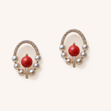 Coral and Pearls Earrings