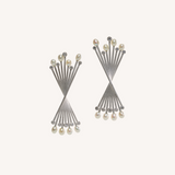 Rotating Matchsticks Earrings White Gold